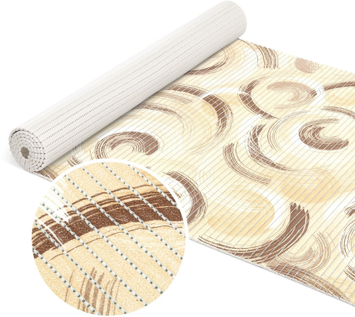 ANRO Badmat Ringen Beige 65x200 cm - Antislip en Sneldrogend