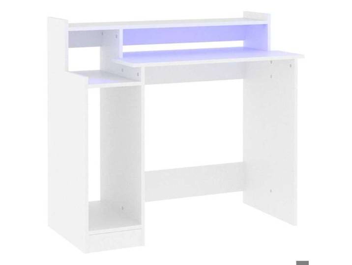 Remise Bureau Informatique - Blanc - Bureau avec lumières LED - Blanc - 97x45x90cm - Bois d'ingénierie_zfe42m