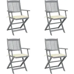 vidaXL Klappbare Gartenstühle 4 Stk. mit Sitzkissen Massivholz Akazie