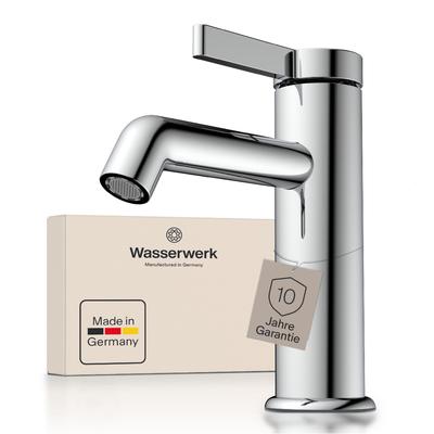 Waschtischarmatur WASSERWERK "WT 11", silber (chrom), B:5cm H:16,5cm T:16cm, Messing, Armaturen, inkl. Popup, wassersparend