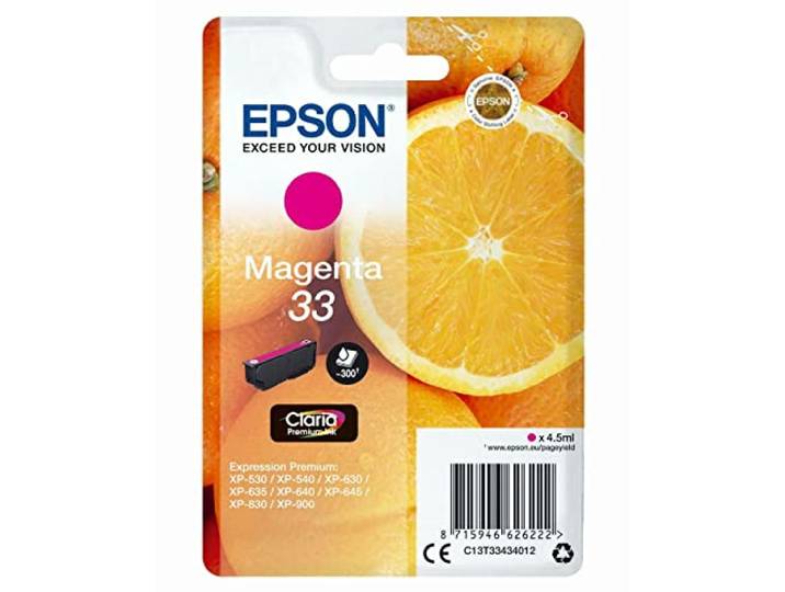 Epson 33 Orange Magenta\, Cartouche d'encre d'origine\, XP-530\, XP-540\, XP-630\, XP-635\, XP-640\, XP-645\, XP-830\, XP-900\, XP-7100