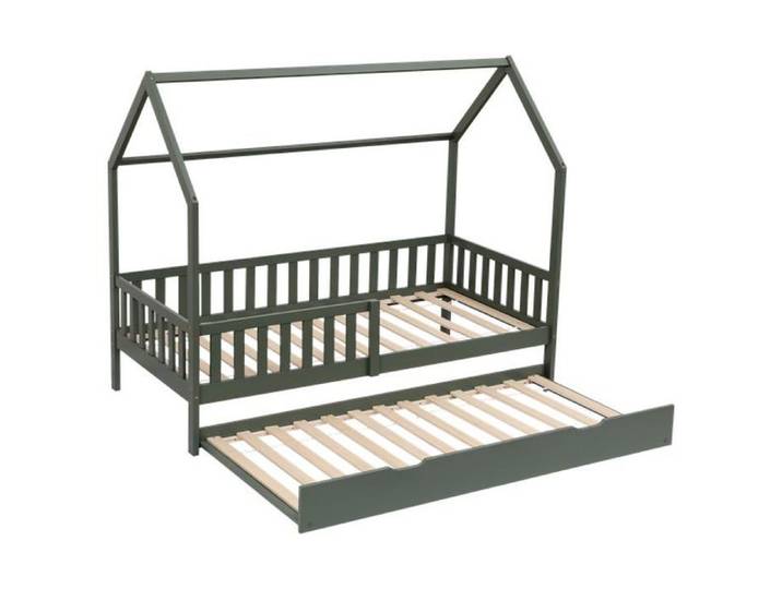 Lit cabane gigogne pour enfant 190x90cm vert MARCEAU