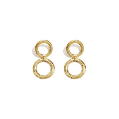 Paar Ohrhänger ADELIA´S "LIVAYA Ohrringe Ohrhänger aus Edelstahl im Doppelkreis-Design", Damen, Gr. Damen, Edelstahl, goldfarben, Ohrringe, Trendig durch das strukturierte Doppelkreis-Design