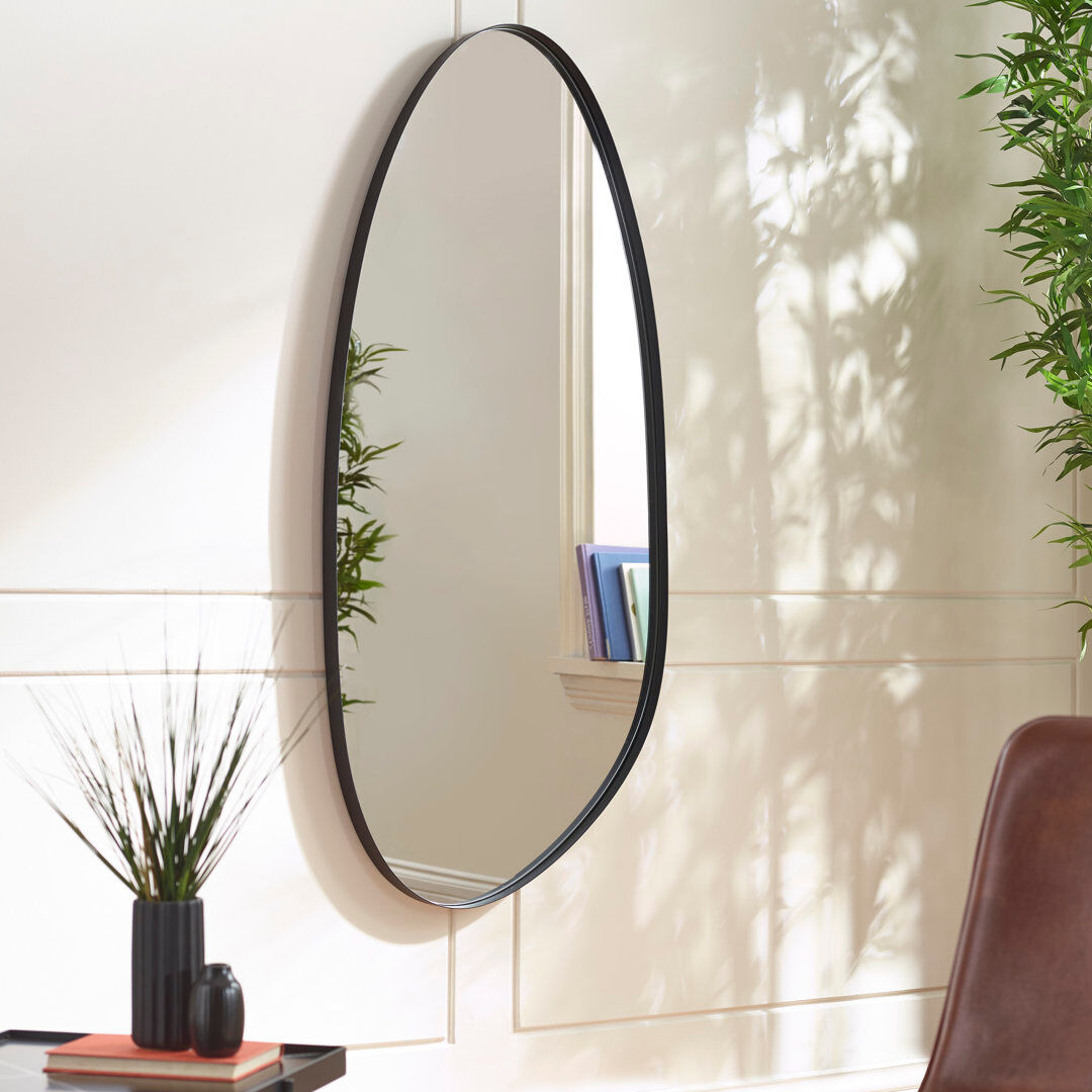 Metro Wavy Wall Mirror Black 130cm H X 58cm W X 4cm D
