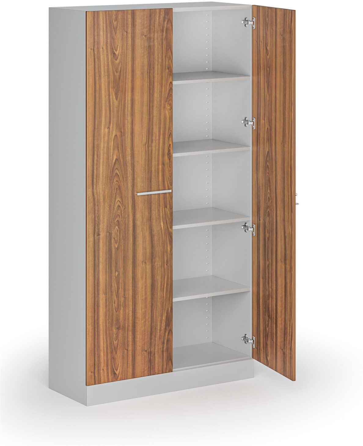 B2B Partner Metall-Aktenschrank mit Holztüren, zerlegt, 1950 x 1000 x 500 mm, Nussbaum