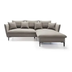 ECKSOFA SOLE Braun Plüsch-Stoff mit Schlaffunktion