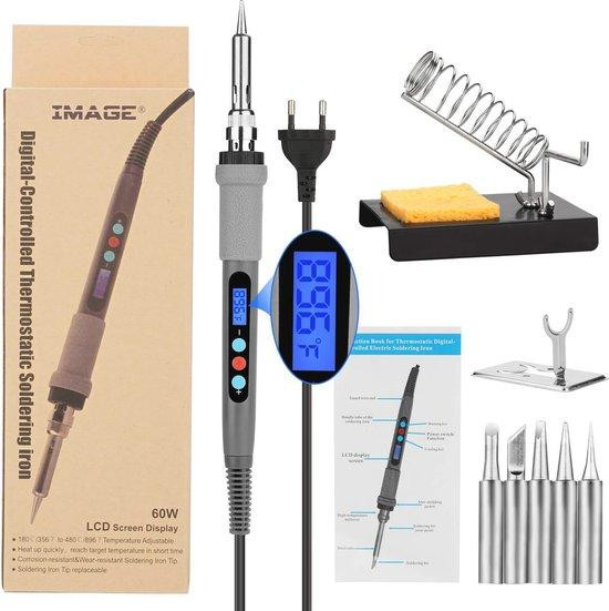 Hoogwaardige 4-in-1 Soldeerboutset met Digitale Temperatuurregeling voor Hobby, Reparaties en Laboratoria