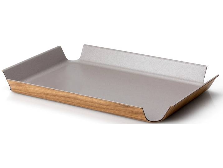 Tablett CONTINENTA, grau (taupe), B:34cm L:45cm, Holzpapier, Tabletts, Tablett