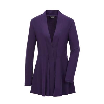 Sweatjacke GOLDNER "Kurzgröße Leichte Shirtjacke lila mit Stretch", Damen, Gr. 21, lila (amethyst), Obermaterial: 95% Polyester PES. 5% Elasthan EL., festlich, normal, eng Tubular, Sweatjacken Sweatjacke, Mit Teilungsnaht hinten für eine elegante Weite