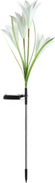 Inspire Curations Solar Lily Flower Garden Light IP65 Waterproof LED Landscape Decor 4head White rgb