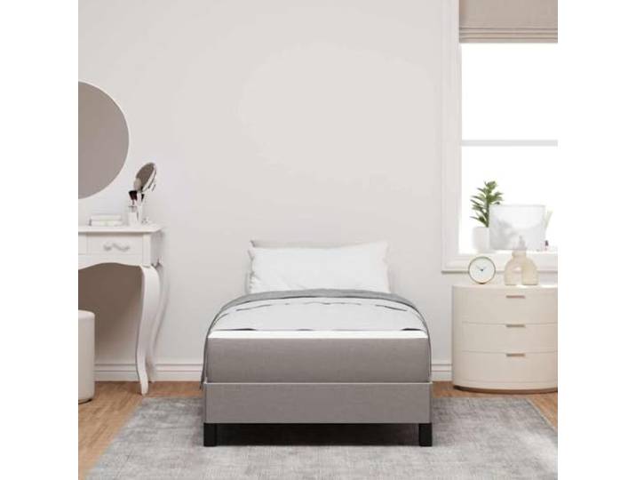 KTHLBRH Großes Einzelbett mit Matratze Taupe 100 x 200 cm Atmungsaktives Gewebe, Struktur aus Holz, Taschenfedern, modernes Design