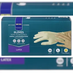METRO Professional Einmalhandschuhe, Latex, ungepudert, Größe L, weiß, 100 Stück
