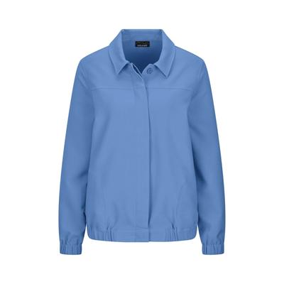 Kurzjacke GOLDNER "Sommerjacke mit Hemdkragen", Damen, Gr. 46, blau, Obermaterial: 95% Polyester PES. 5% Elasthan EL., Jacken Kurzjacke, verdeckte Knopfleiste