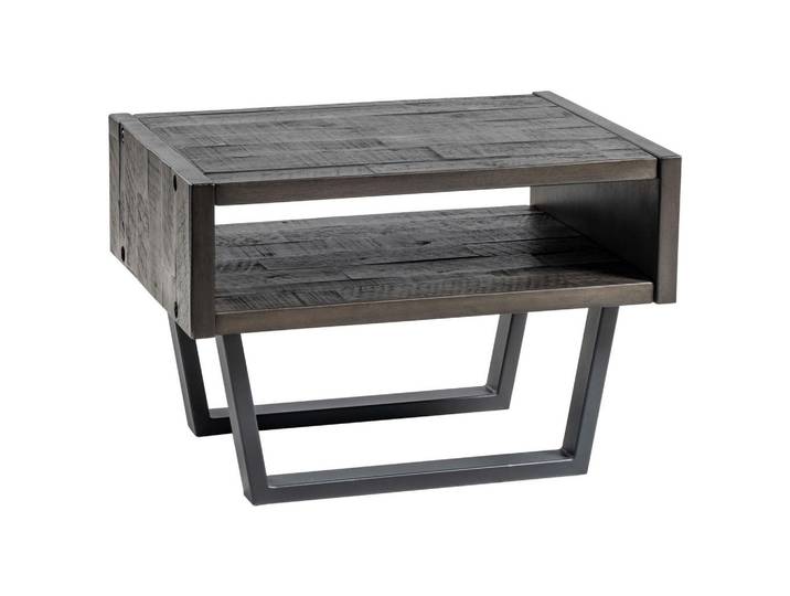 Hasena Nachtschrank, Grau, Akazie, Metall, Akazie, massiv, 50x41x36 cm, Typenauswahl, Holzmöbel, Holztische, Nachttische Holz