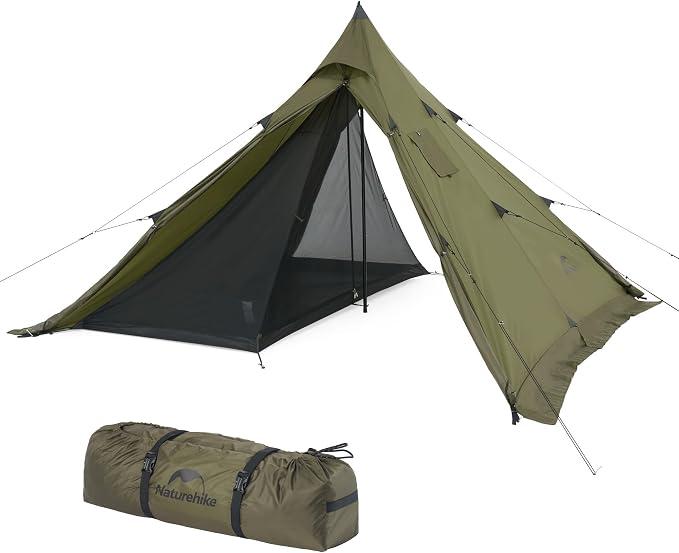 Ranch Fire Thermozelt 2-6 Personen Pyramide 4-Jahreszeiten Zelt Indianerzelt mit Herdanschluss Winddichtes Wasserdichtes Wintercampingzelt für Winterreisen und Heizen