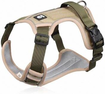 Uplift Essentials Reflective Adjustable Dog Harness For Safe Walking And Training khaki m