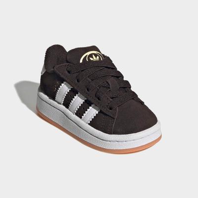 Sneaker ADIDAS ORIGINALS "CAMPUS 00S COMFORT CLOSURE ELASTIC LACES KIDS", Kinder, Gr. 23, braun (auco, ftwwht, gum2), Leder, Synthetik, Schuhe Sneaker, aus Leder und Wildleder, mit Gummisohle