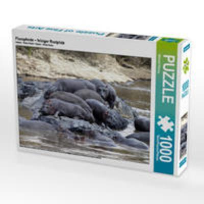 CALVENDO Puzzle Flusspferde – felsiger Rastplatz 1000 Teile Lege-Größe 64 x 48 cm Foto-Puzzle Bild von Michael Herzog