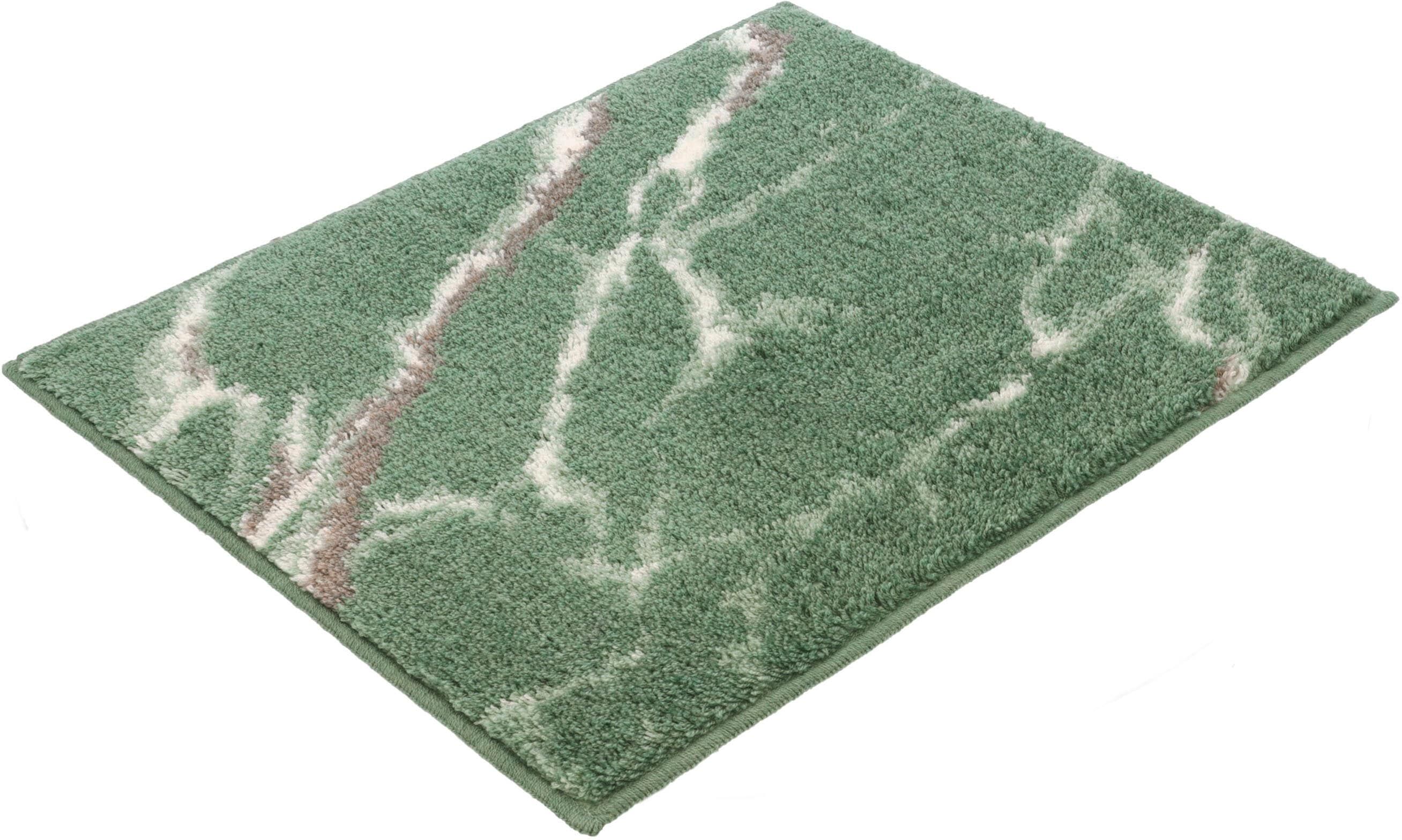 Badematte VOSSEN "»Marble«", grün (evergrün), H:16mm, Polyacryl, Badematten, Badematte evergrün rechteckig (50cm x 60cm )