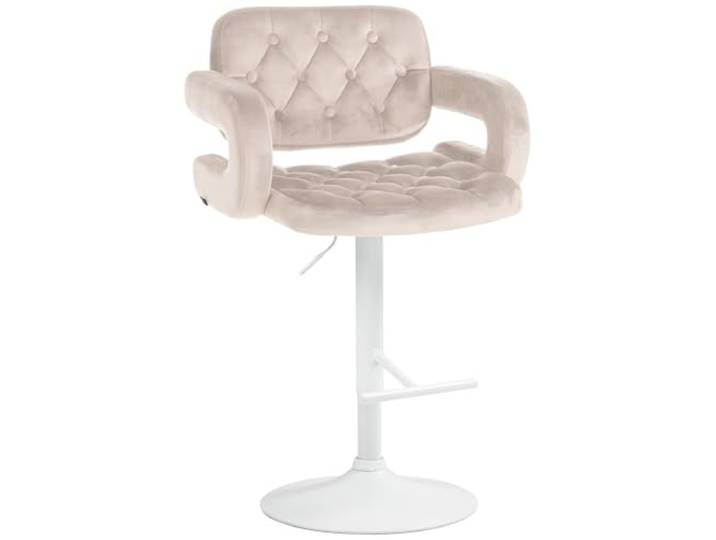 CLP Barhocker Dublin Mit Samt-Bezug I Höhenverstellbar Farbe Creme Material Gestell Metall matt Weiss