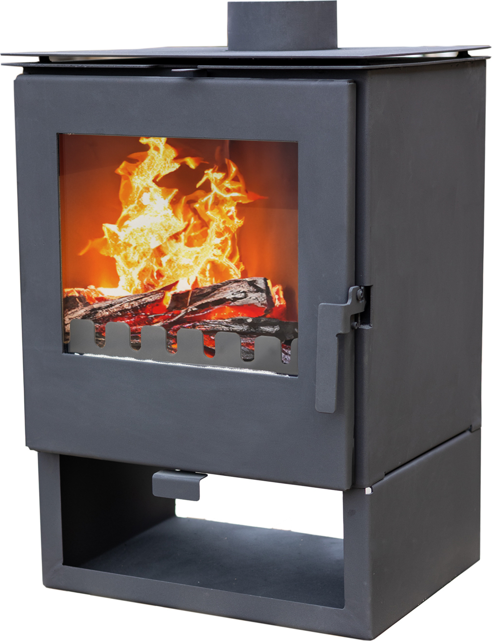 Kaminofen ALAZ K5S Schwarz Holzofen 6 kW Holz Ofen Kamin Heizofen Dauerbrandofen Hüttenofen
