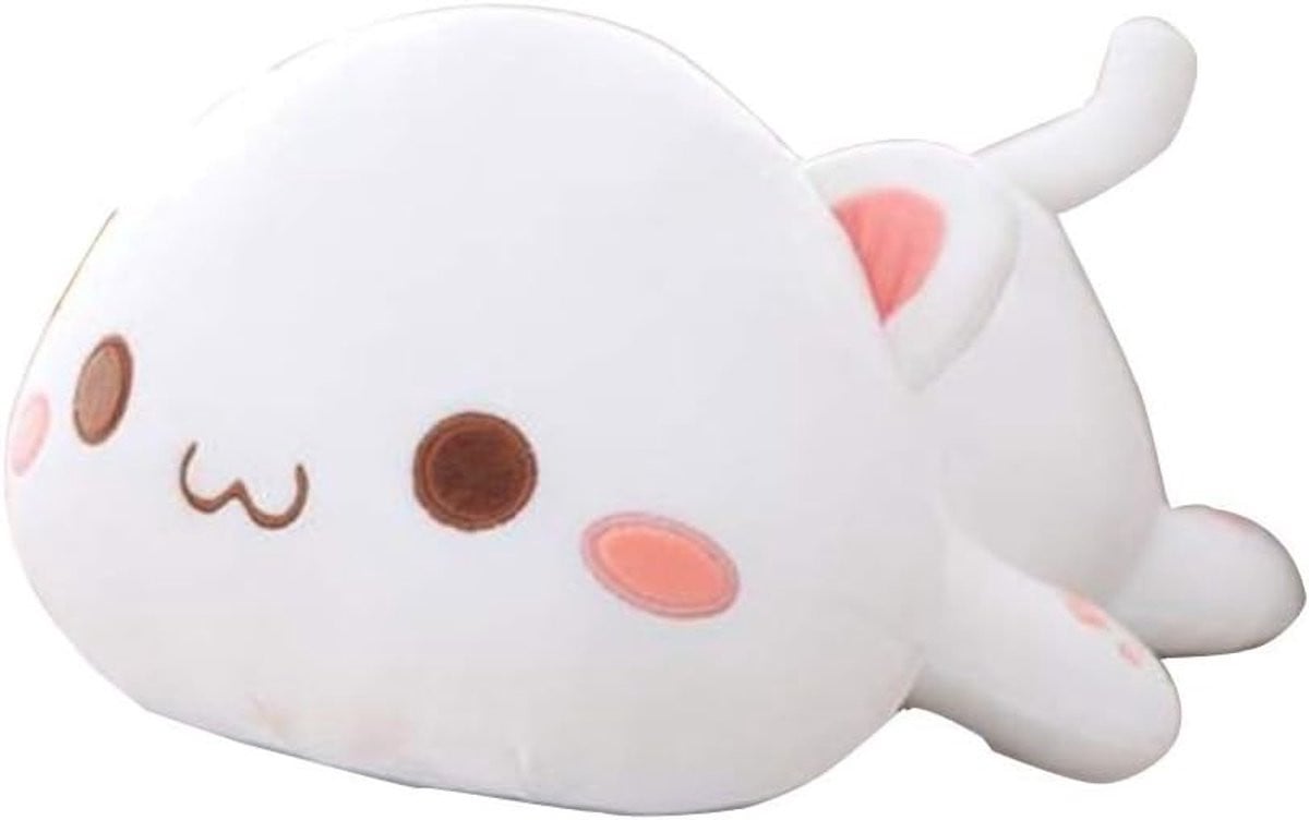 Schattig Pluche Kat Kussen Speelgoed - Zachte Anime Kat Knuffel voor Kinderen
