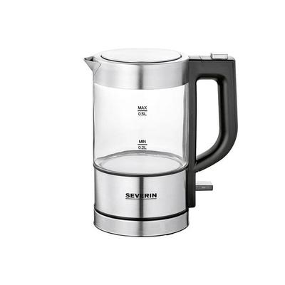 Severin 3472 Wasserkocher schnurlos, Überhitzungsschutz Edelstahl (gebürstet), Schwarz Fassungsvermögen: 0.5 l