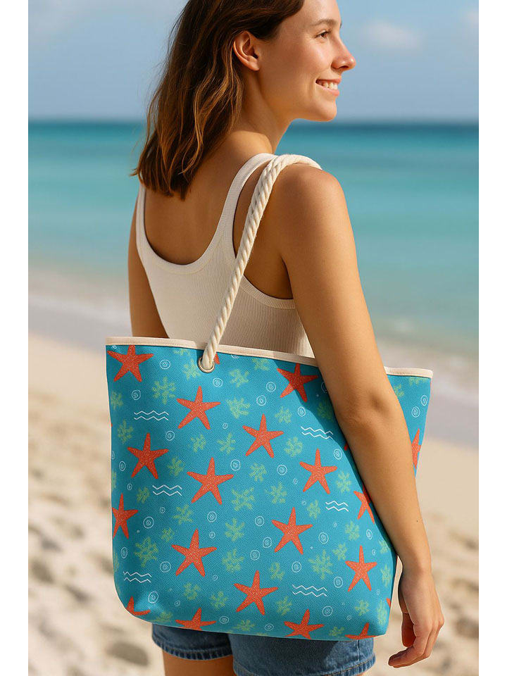 Lucky Bees Strandtasche in Blau - (B)55 x (H)36 x (T)15 cm - onesize