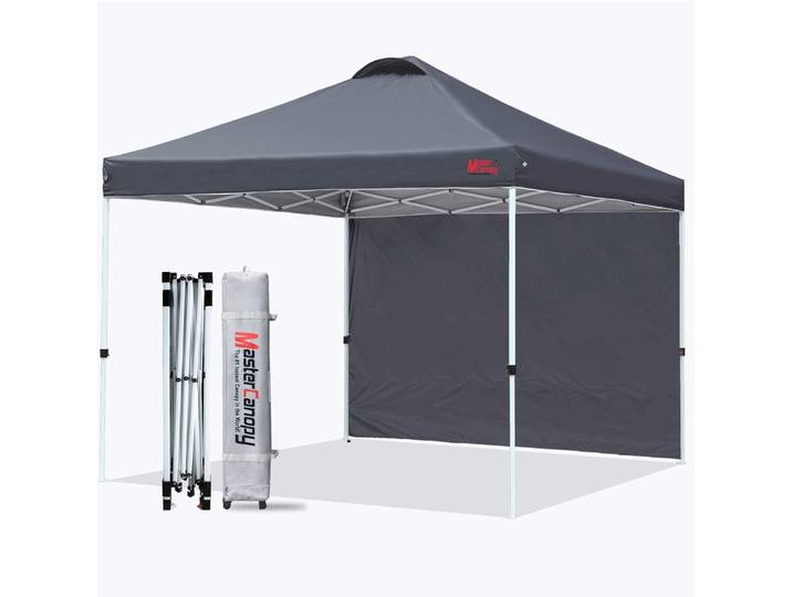 Pop-up-Pavillon 2 x 2 m mit Entlüftung und 1 Seitenwand, Schwarz