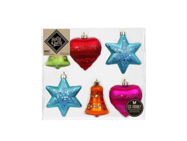 Christbaumschmuck Weihnachtsschmuck Mille Fiori 6 Stück , mehrfarbig, B:8cm, Weihnachtsbaumschmuck, Christbaumschmuck