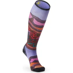 Smartwool, Damen, Sportsocken, Women's Ski Zero Cushion Floral Field Print OTC (S), Violett, Rot