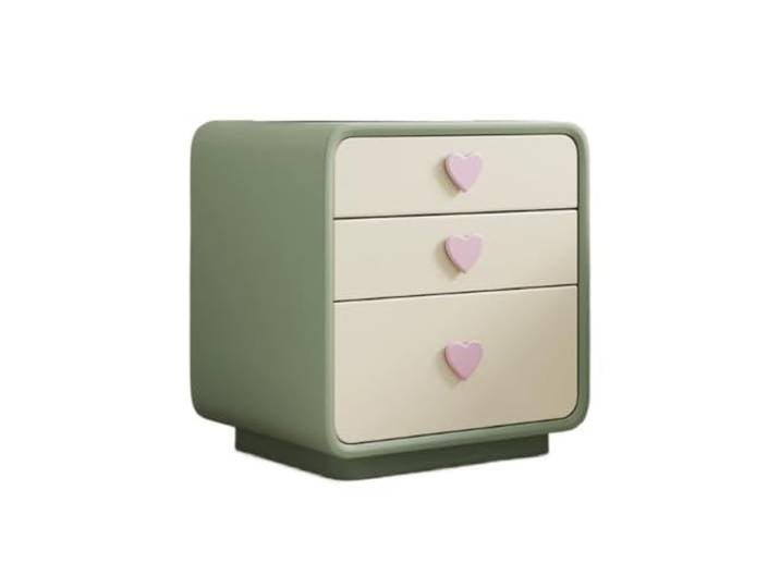 Zimmer Cremefarbener Nachttisch mit Aufbewahrungsschrank aus Massivholz Mit 3 Schubladen for Schlafzimmer(Green,XL)