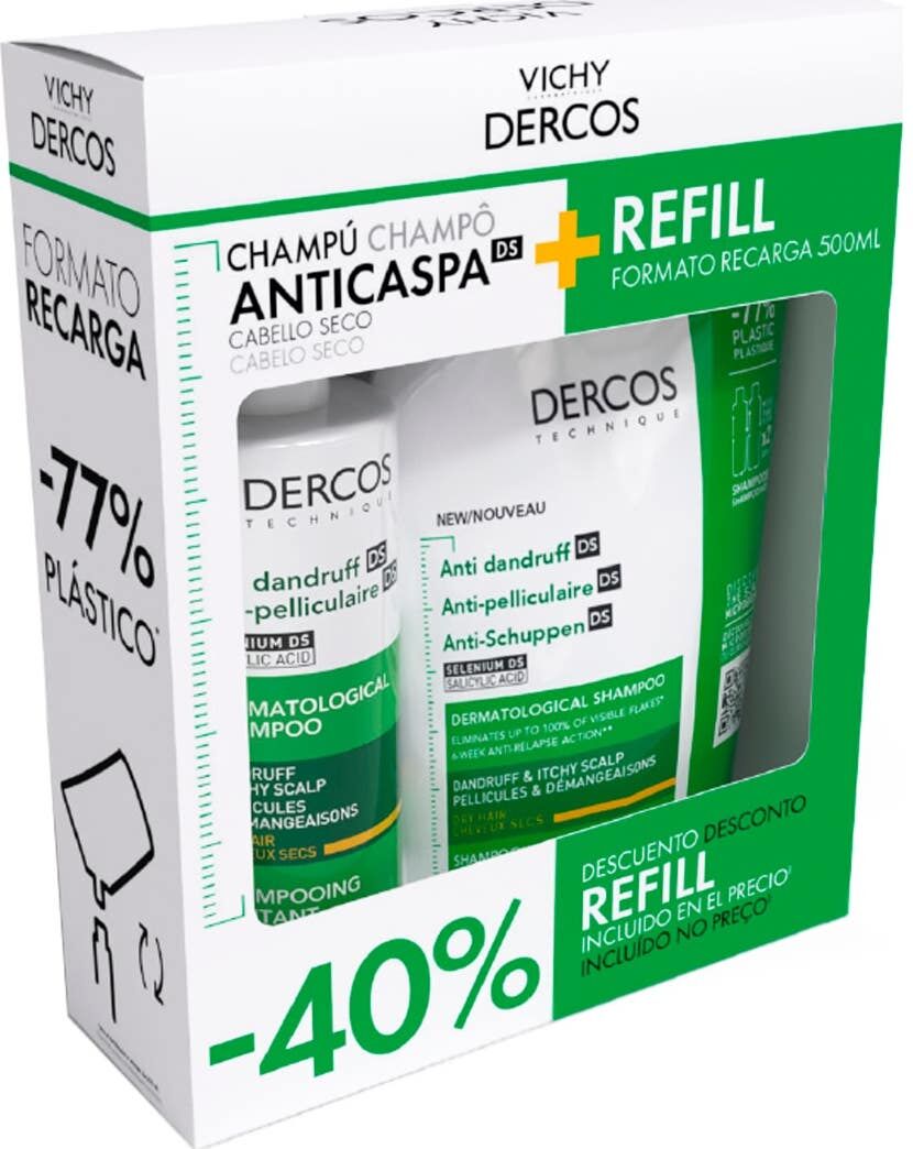 Vichy Champú Anticaspa Dercos Cabello Seco 390 ml + 500 ml