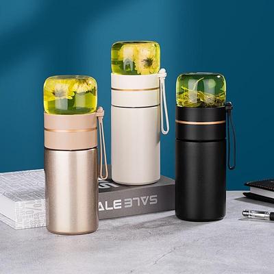 Inspired Deals Stainless Steel Tea Thermos Cup With Glass Infuser Portable Tea Thermos For Hot Drinks gold