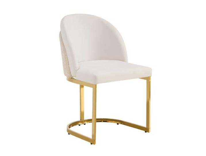 BXEYXE 2 Esszimmerstühle, bequem und atmungsaktiv, geeignet für Restaurants, Wohnzimmer, Cafés und andere Orte, moderner Stil, goldfarben galvanisierte Stuhlbeine, Chenille-Stoff, Beige + Gold