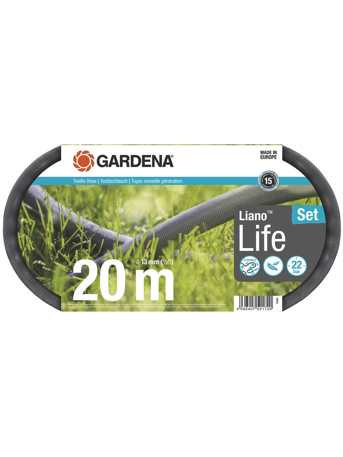 Gardena Textilschlauch Liano Life 20 m Set