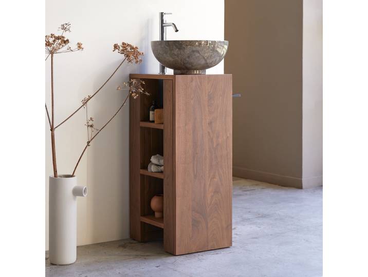 Waschtisch-Unterschrank aus massivem Nussbaum Stelle - Dunkelbraun - Walnut