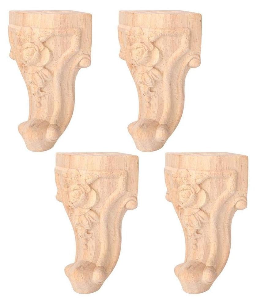 Solidchoice - Set van 4 onbewerkte houten meubelpoten voor meubels
