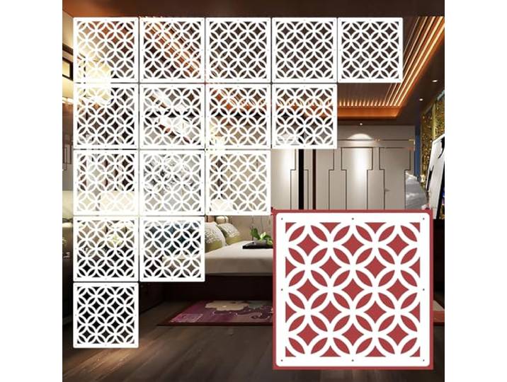 SCMYZLYD Hängende Raumteiler, Hanging Room Divider Panels with Hollow Out Design White 29x29 cm Pack of 27