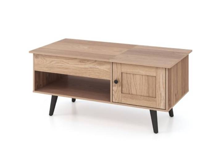 Helloshop26 Couchtisch mit aufklappbarer Platte, 100 x 50 x 60 cm, diskrete Aufbewahrung, moderner Stil, aus Naturholz, 20_0013816