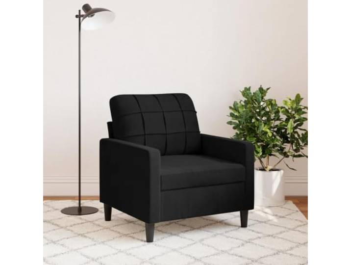 KTHLBRH Sessel aus schwarzem Samt 60 cm Sitzbreite Robustes Metallgestell, Schaumstoff-Füllung, modernes Design, für Wohnzimmer