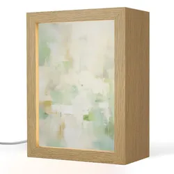 TISCHLEUCHTE Abstrakt - Kunst - Weiß - Grün - Modern 15x20 cm