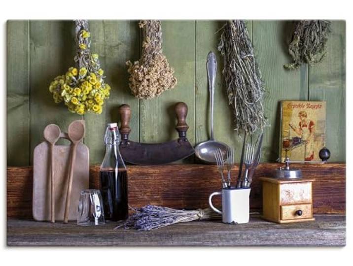 ARTLAND Wanddeko Leinwand Bilder Wandbild Küchenbilder Kräuter Rustikal Landhausstil Küche U1XQ