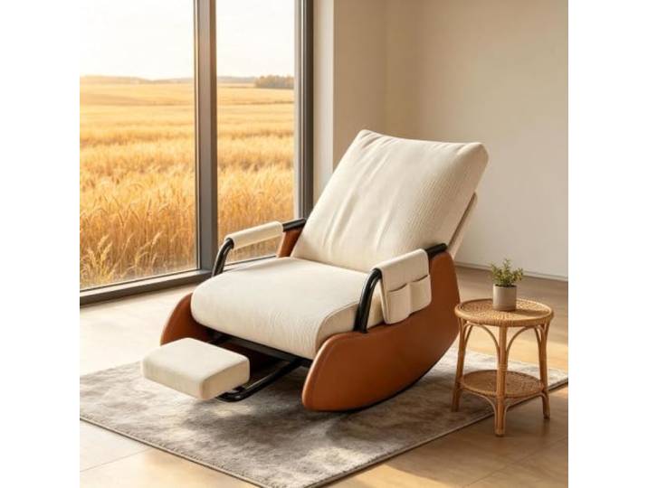 kumamart Gemütlicher Schaukelsessel mit Stabiler Schaukelbasis Schaukelnder Komfortsessel mit tiefer Sitzfläche 60x60cm und Rückenunterstützung für Lesestunden.