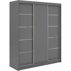 SCHWEBETÜRENSCHRANK mit Schubladen 180 - MACEDONIA - Grau