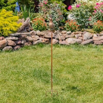 Zaer Ltd "63.25"" Metal ""Welcome"" Garden Stake with Cockatoo & Flower Bells"