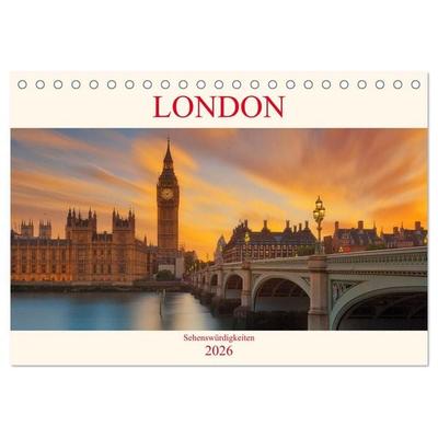 London Sehenswürdigkeiten (Tischkalender 2026 DIN A5 quer), CALVENDO Monatskalender