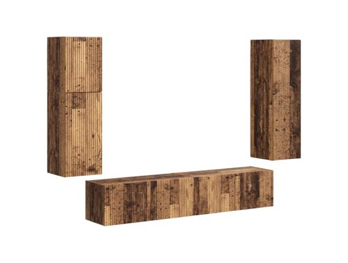 KTHLBRH TV-Möbel-Set, 4 Stück, aus Holz, technisches Altholz Wandschrank Größe 30x31x100 cm, 78,5x31x30 cm, 30x31x60 cm, 30x31x40 cm, Wandmontage, Wohnzimmer