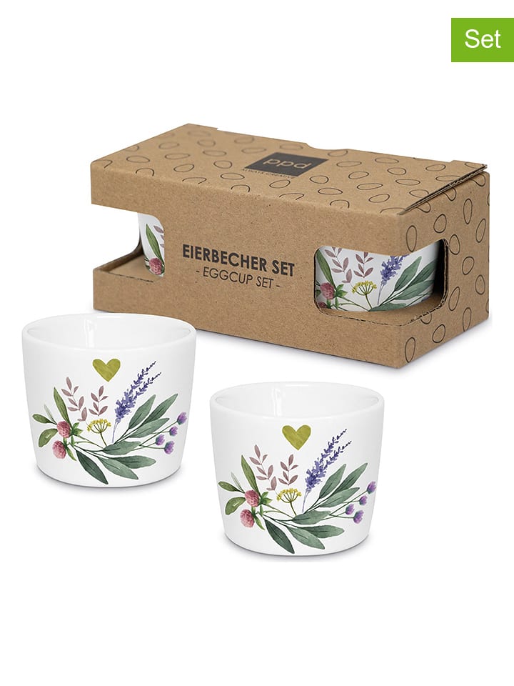 ppd 2er-Set: Eierbecher "Provence" in Weiß/ Bunt - onesize