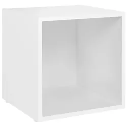 Helloshop26 - Modernes TV-Möbel mit Fach 37 x 35 x 37 cm weißes Holzwerkstoff